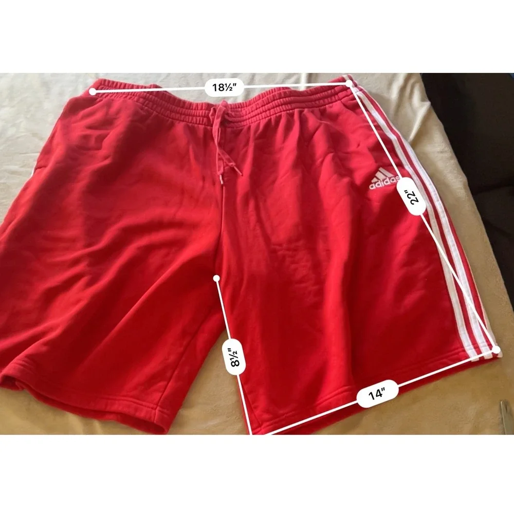 Adidas Men's Red Athletic Shorts 3XL Tall Classic 3‎ Stripe